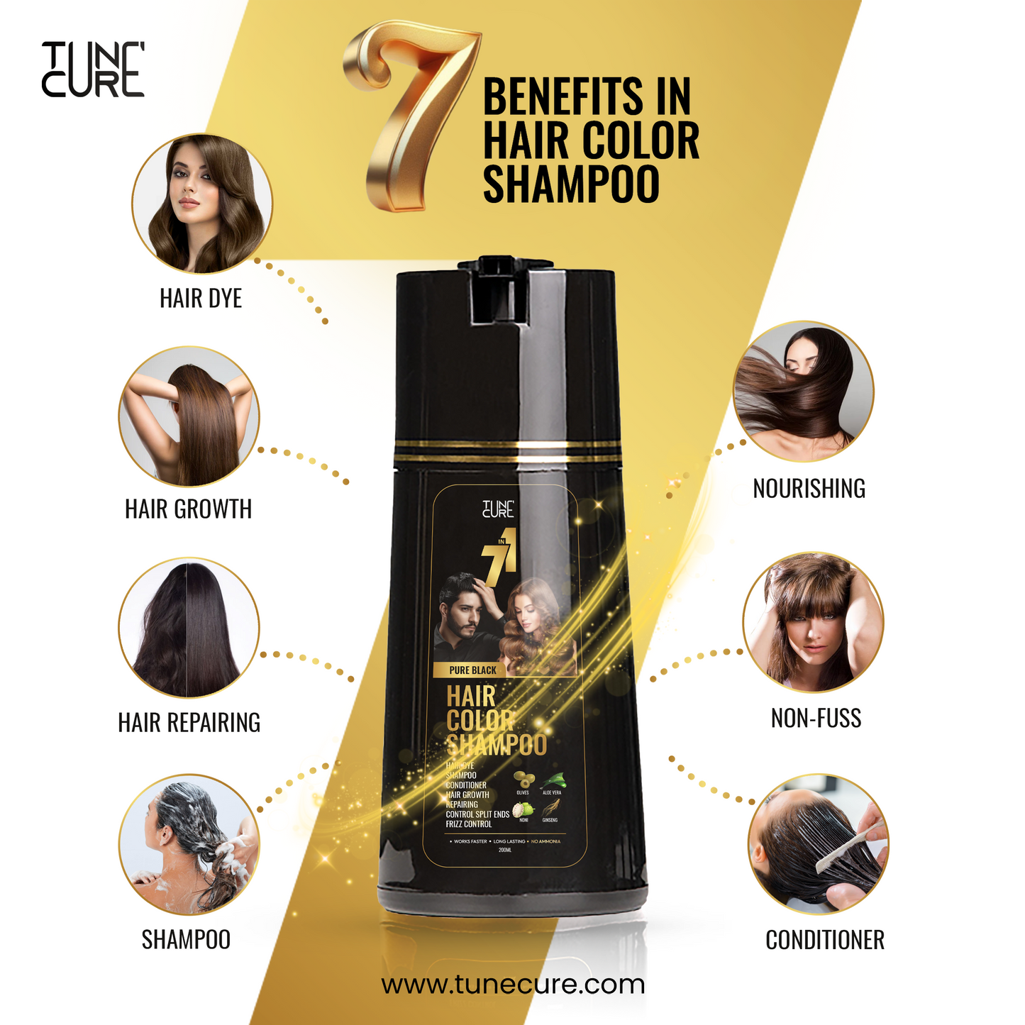 7 IN 1 HAIR COLOR SHAMPOO WITH KERATIN, OLIVE OIL & VITAMIN E